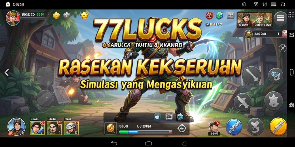 Screenshot gameplay 77LUCKS yang menampilkan suasana simulasi yang hidup.