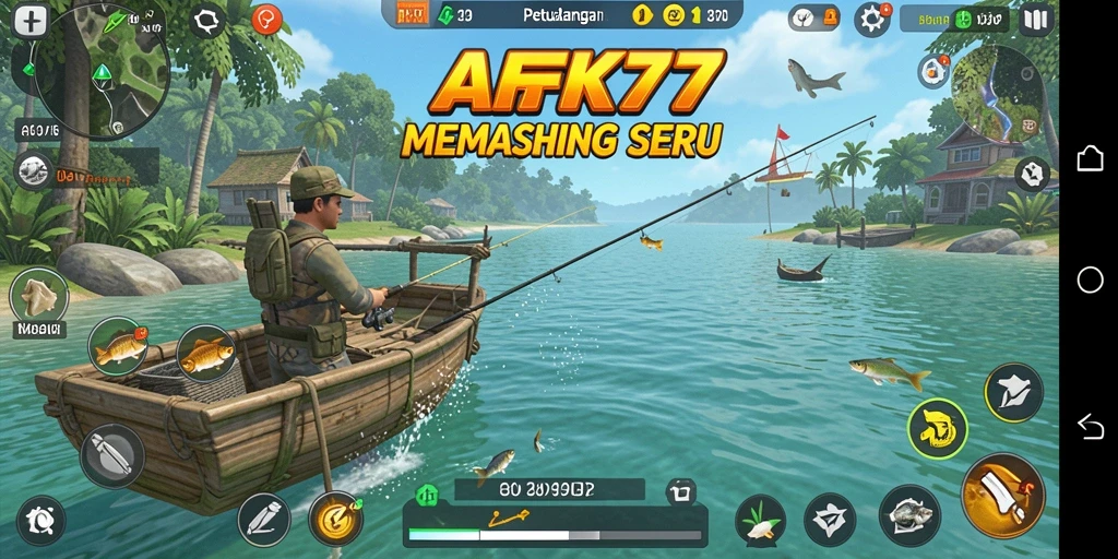 Tampilan gameplay memancing yang seru di AFK77.