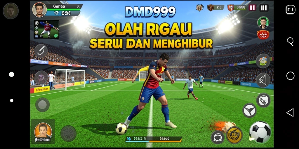 Tangkapan layar gameplay DMD999 menampilkan aksi seru di lapangan olahraga.
