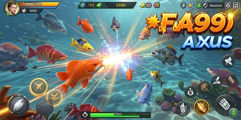 Tampilan gameplay FA99 yang seru saat menangkap ikan.