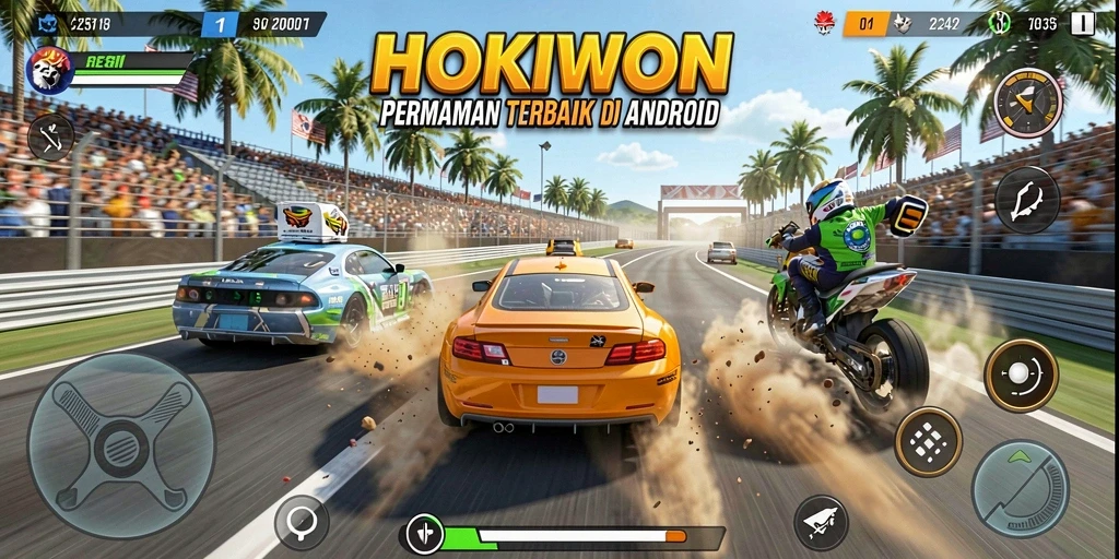 Tampilan menakjubkan dari gameplay HOKIWON saat balapan.