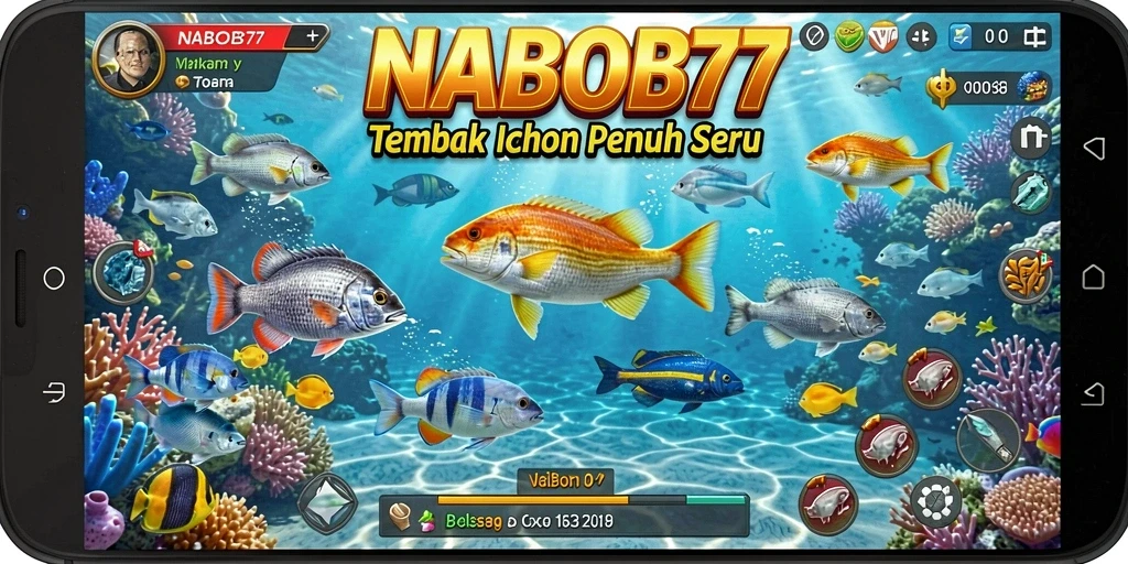 Tampilan gameplay NABOB77 dengan aksi menembak ikan yang seru.
