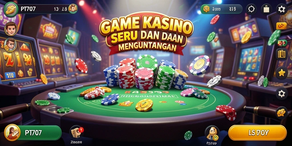 Tampilan utama PT707 dengan suasana kasino yang menegangkan.