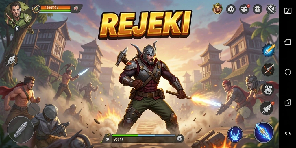 Tampilan epik dalam gameplay action REJEKI yang mendebarkan.