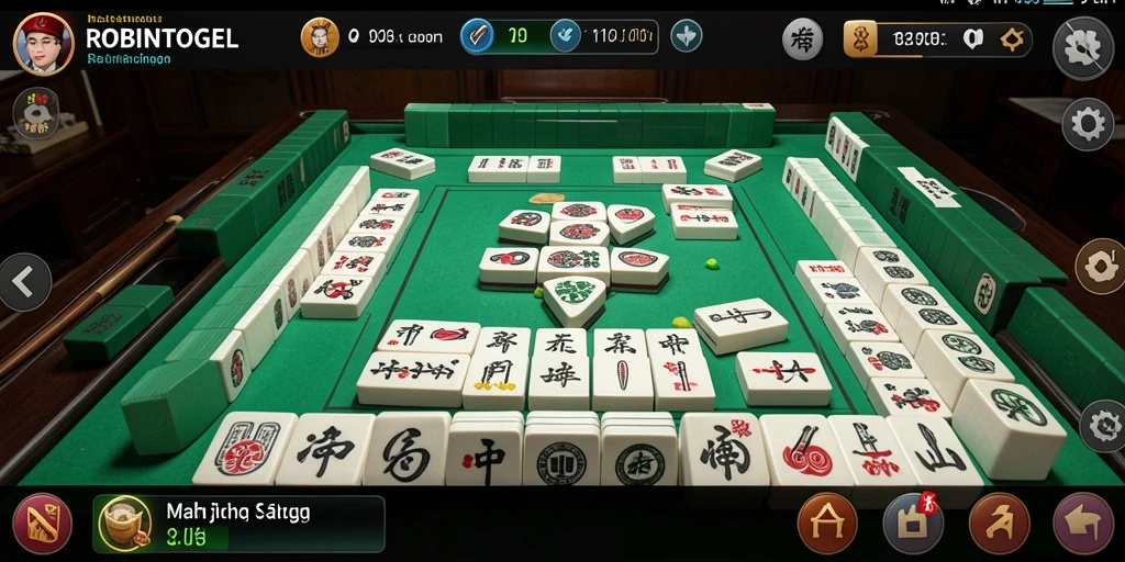 Screenshot gameplay ROBINTOGEL menampilkan suasana seru permainan Mahjong.