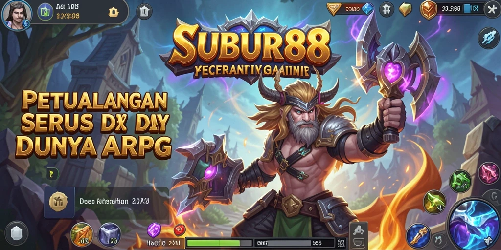 Screenshot SUBUR88 menampilkan aksi pertempuran epik di dunia ARPG.