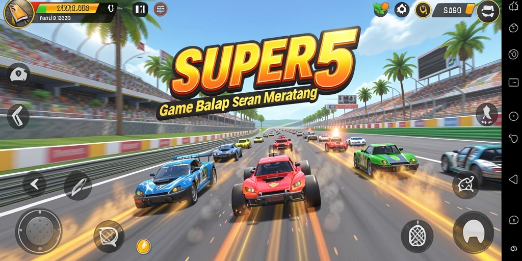 Tampilan gameplay SUPER5 yang seru dan menantang.