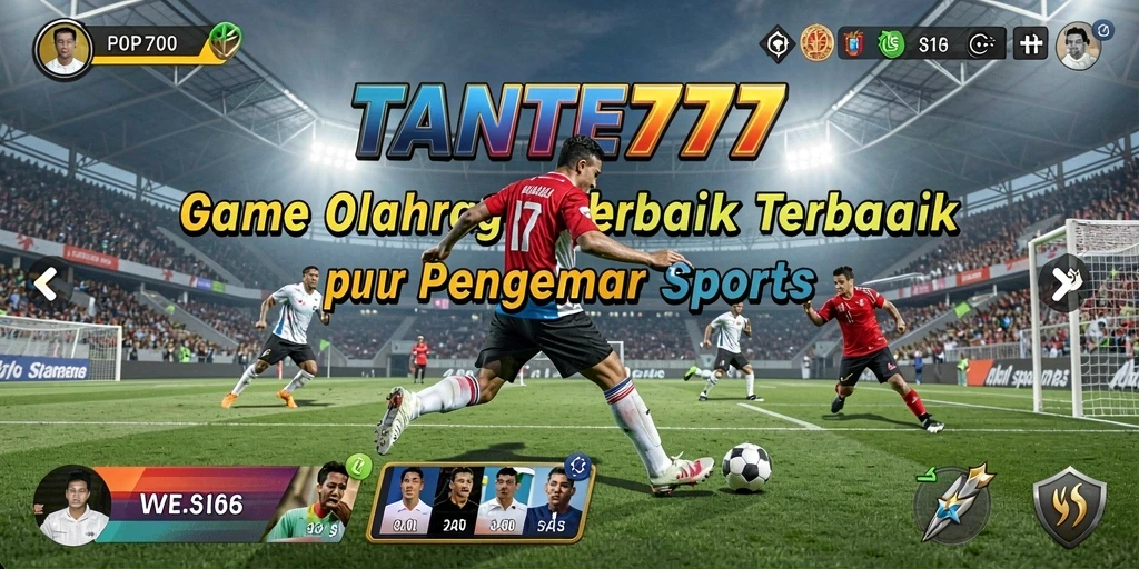Screenshot utama TANTE777 menampilkan gameplay seru di arena olahraga.
