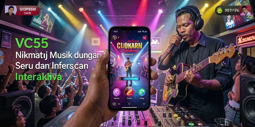 Screenshot VC55 menunjukkan gameplay seru dan interaktif dengan musik.