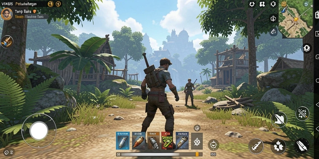 Screenshot gameplay menunjukkan eksplorasi dunia terbuka yang menakjubkan.